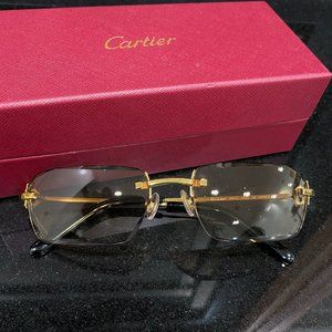 Cartier Glasses Black and Gold Frames/Lenses Gold Tint Authentic New Conditions